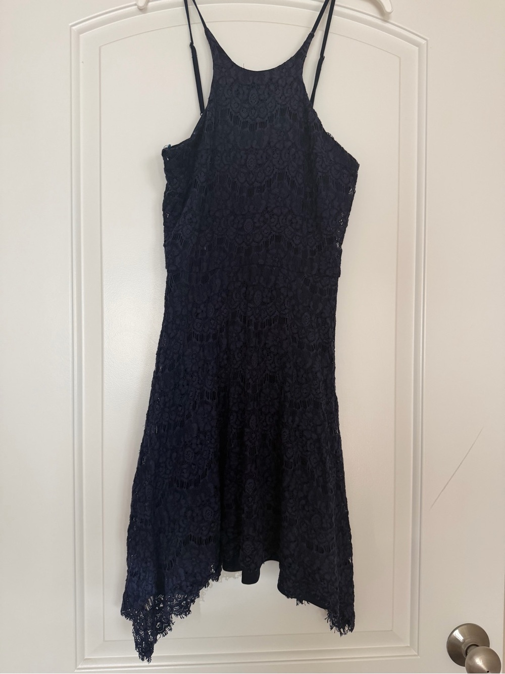 love, Fire Navy Blue Lace Mini Dress